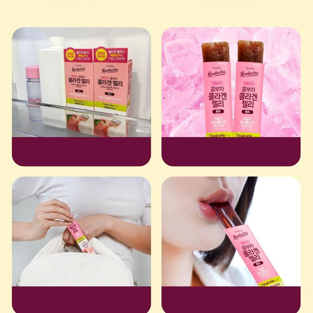 Teazen Kombucha Collagen Jelly Peach 14 Packs (14-day supply