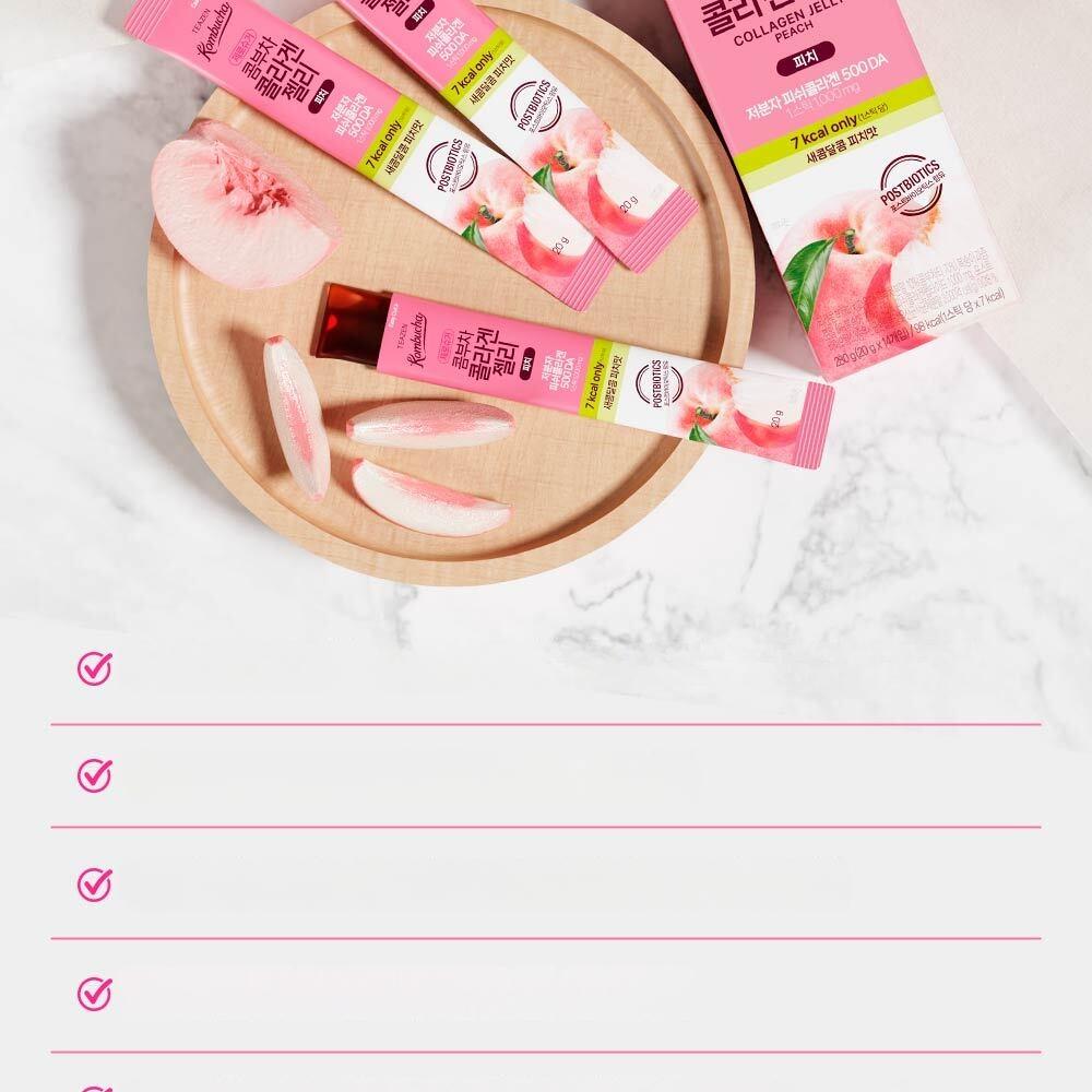 Teazen Kombucha Collagen Jelly Peach 14 Packs (14-day supply