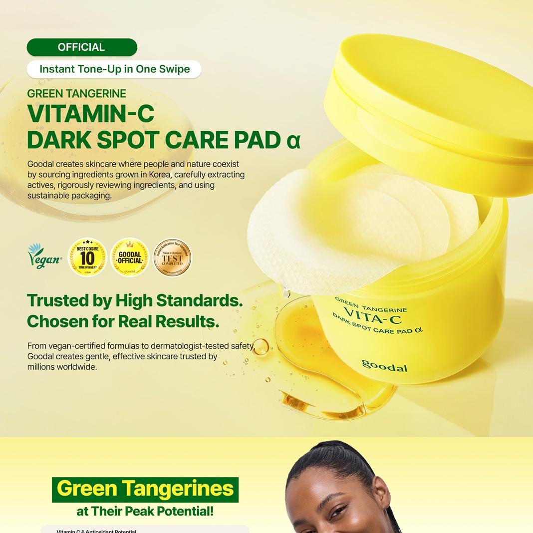 [Sanrio EDITION] goodal Green Tangerine Vita-C Dark Spot Care Pad α 70P (+Refill 70P) (4 Options)