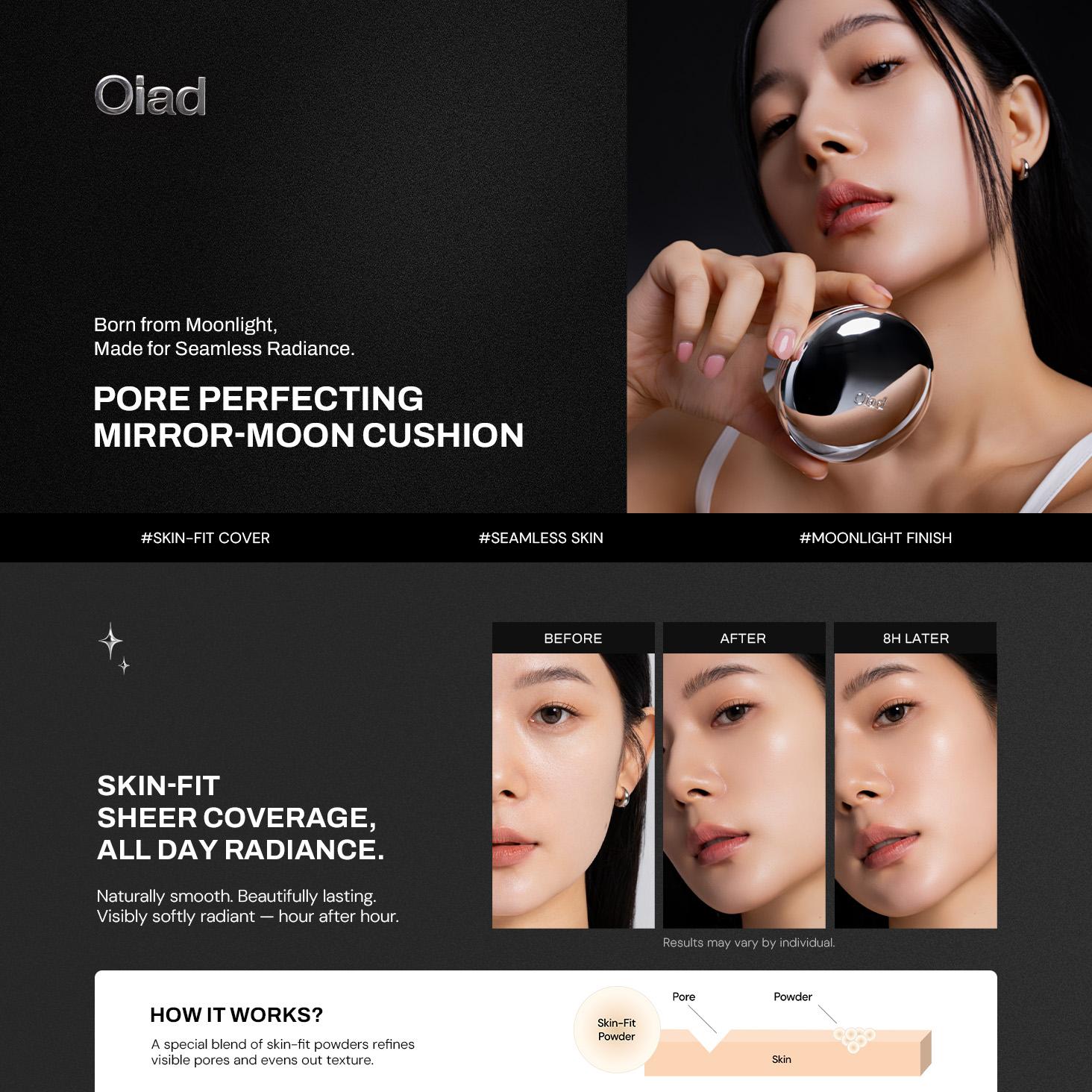Oiad Pore Perfecting Mirror-Moon Cushion Set (+Refill) | OLIVE